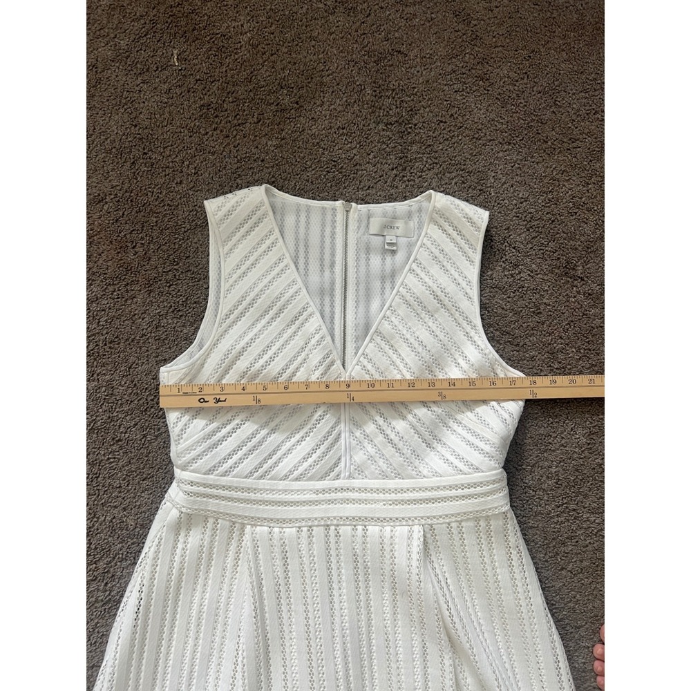 J.Crew White Eyelet Lace V-Neck Fit and Flare Dress Sleeveless Size 12 G4122 - Picture 6 of 9